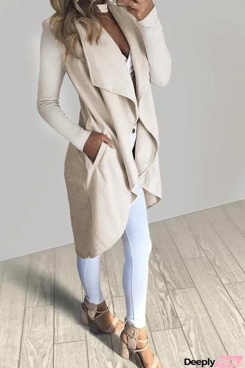 Solid Long Sleeve Trench Coat