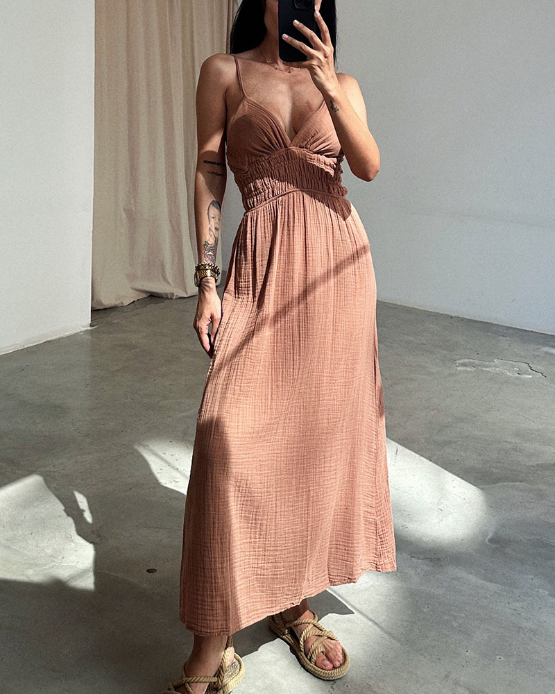 Summer suspender cotton and linen dress-Neogeekshirts:luchamp