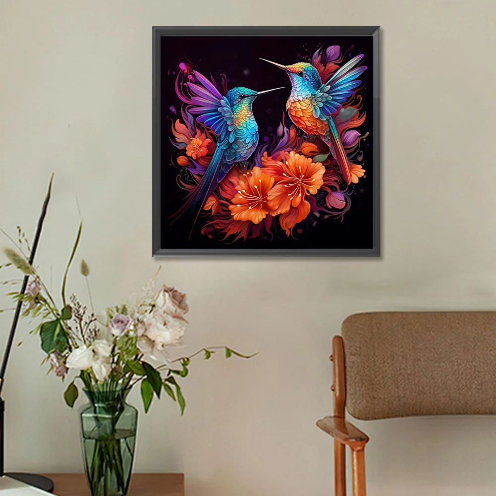 Diamond Painting - Full Round Drill - Hummingbird Flower(Canvas|30*30cm)