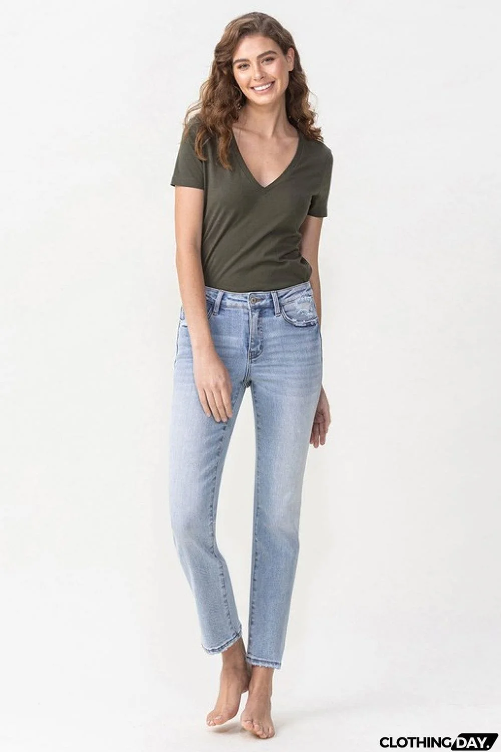 Lovervet Full Size Andrea Midrise Crop Straight Jeans