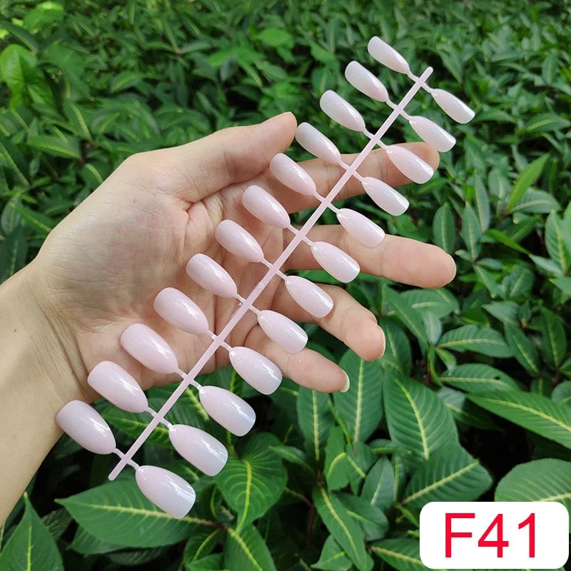 10 Sets Almond Shape False Nail Tips In Same Color 24 Pieces/Set 10 Sizes Press on Fake Nails DIY Manicure Finger Nail Tips-Nail Inspo