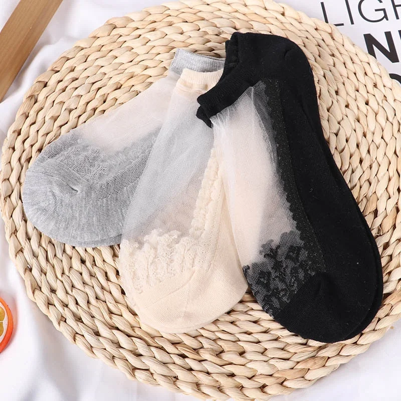 3 Pairs New Elegant Women Girls Cotton Comfortable Solid Dot Spring Summer Wear Low Ankle Invisible Elastic Short Socks
