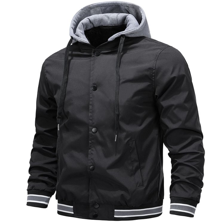 Men's Outdoor Tactical Hooded Colorblock Loose Casual Jacket