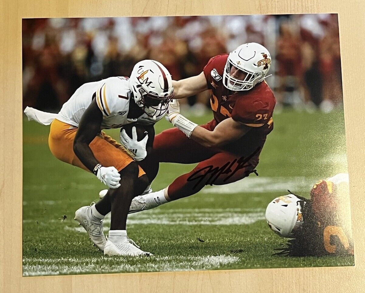 MIKE ROSE SIGNED 8x10 Photo Poster painting IOWA STATE CYCLONES LINEBACKER AUTOGRAPHED COA