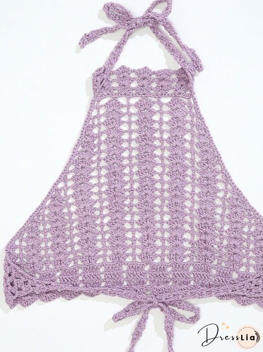 Tie Back Crochet Halter Cover Up Top