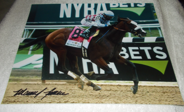 MANUEL MANNY FRANCO Tiz The Law Horse Racing SIGNED Belmont Stakes 8x10 Photo Poster painting