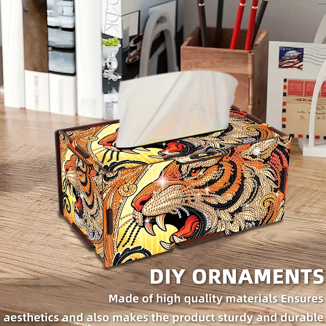 Wooden Diamond Painting Tissue Box for Home and Office Decoration (ZJH025)