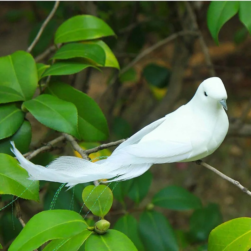 6pcs Fake Bird White Doves Artificial Foam Feathers Birds With Clip Pigeons Decoration For Wedding Christmas Home