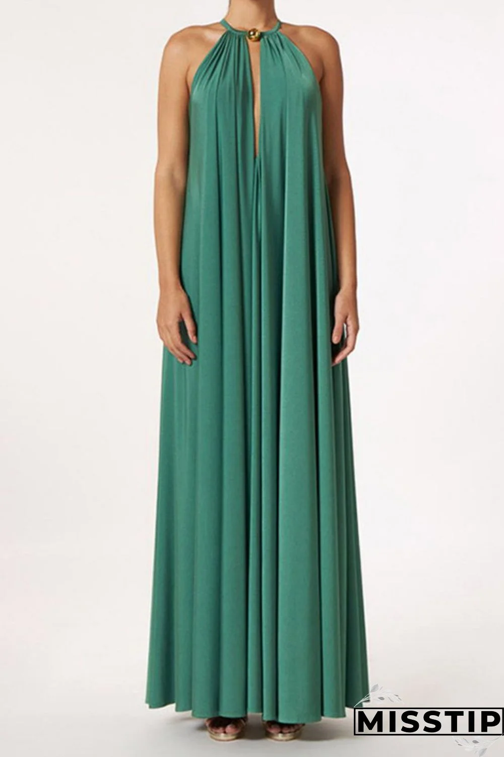Green Sexy Casual Solid Hollowed Out O Neck Dresses