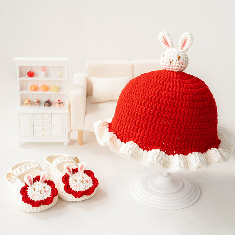 Handmade Bunny Baby Booties & Hat Set - DIY Crochet Knitting Kit