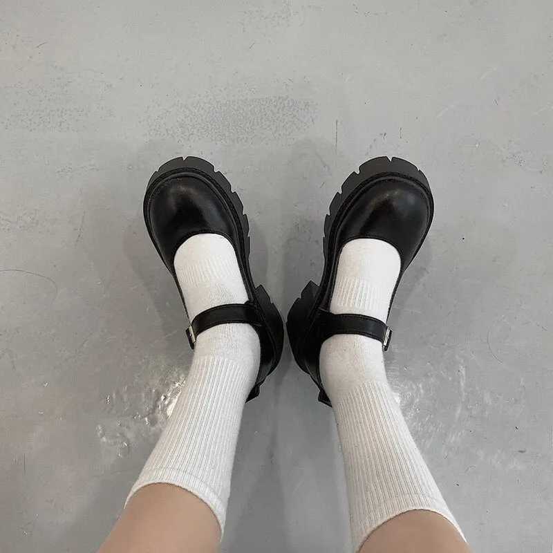 Women Chunky Sneakers Hidden Heels Shoes Ladies Wedge Thick High Heels Autumn Platform Women Shoes Lace Up Lolita Mary Janes