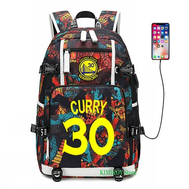 Buzzdaisy Golden State Basketball Warriors  #2 USB Charging Backpack School NoteBook Laptop Travel Bags