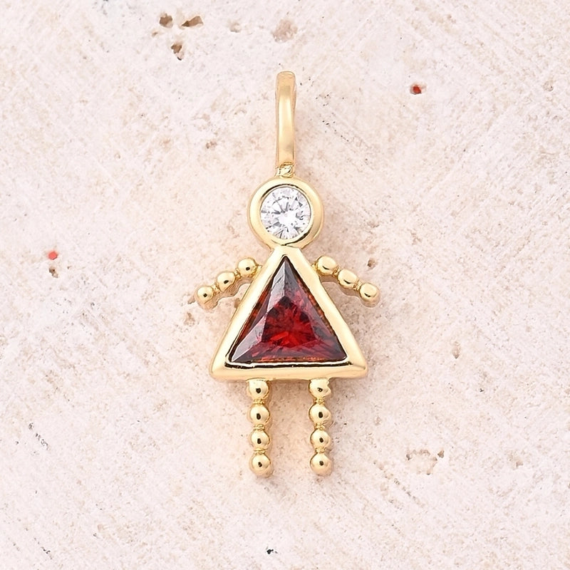 1 Piece 15x7mm Hole 2~2.9mm Copper Lucky Stone Birthstone Zircon 18K Gold Plated Geometric Simple Polished Jewelry Accessories Pendant