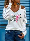Off Shoulder Top Woman Print T-shirt