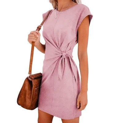 Women's Collar Band Loose Short Sleeve Dress
