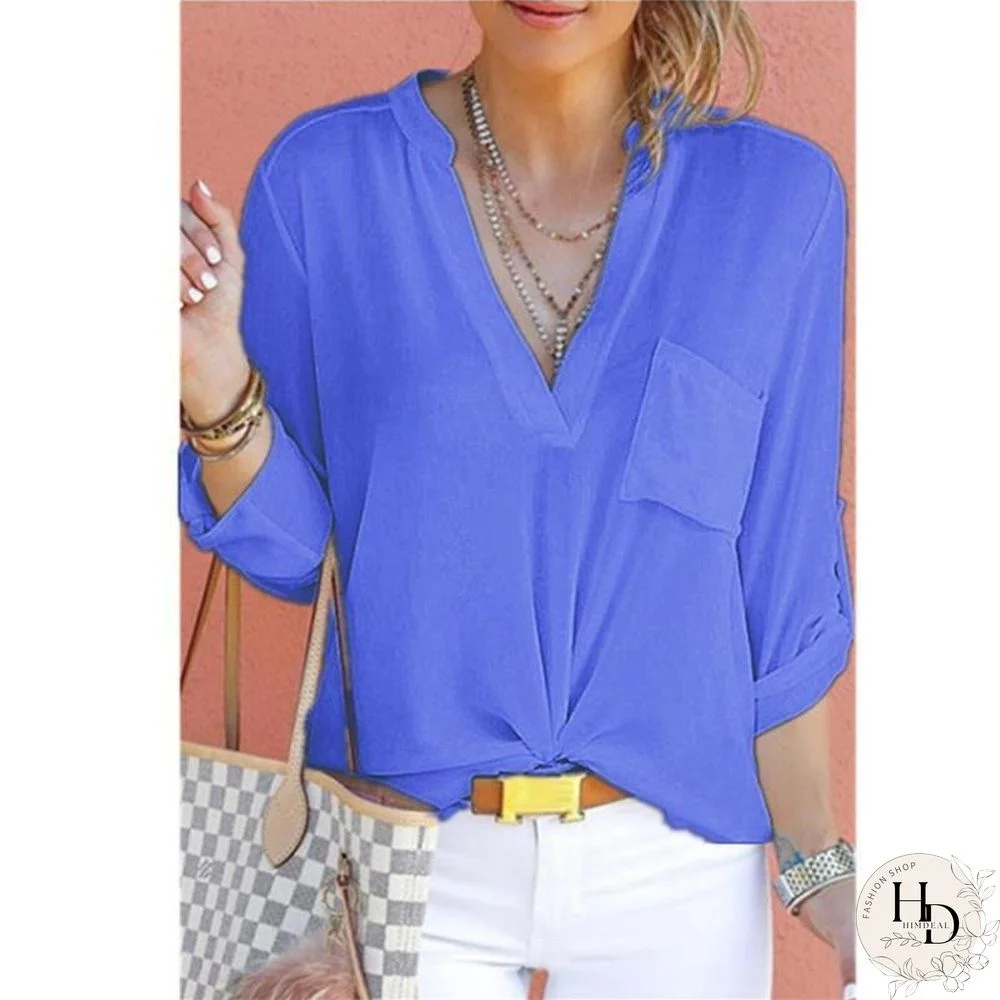 Plus Size Casual V Neck Solid T-shirts Tops For Women