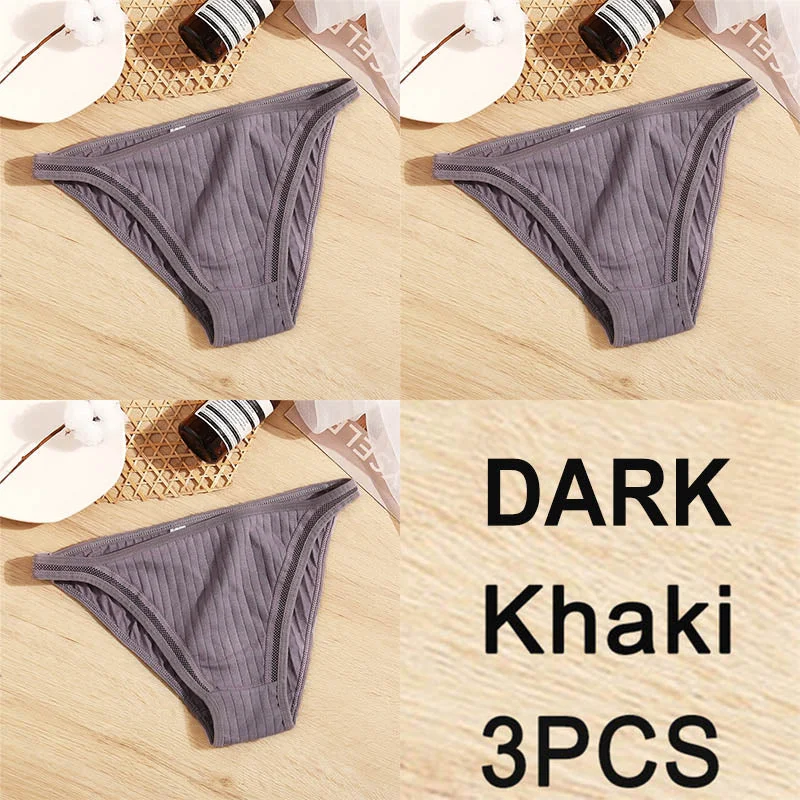 3PCS Sexy Lace Panties Women Underwear Cotton Briefs Female Underpants Solid Color Pantys Hollow Mesh Low Waist Panties Lingerie