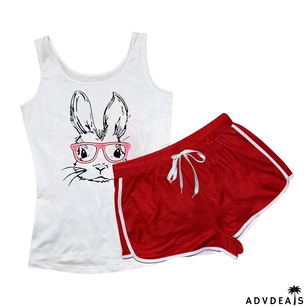 Women'S Clothes Sexy Rabbit Printed Camisole Shorts Set Two-Piece Set