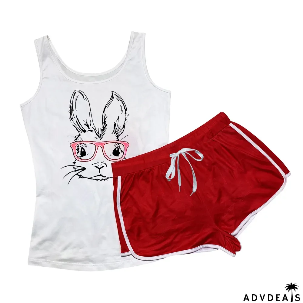 Women'S Clothes Sexy Rabbit Printed Camisole Shorts Set Two-Piece Set