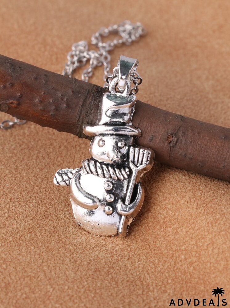 Christmas Snowman Charm Necklace