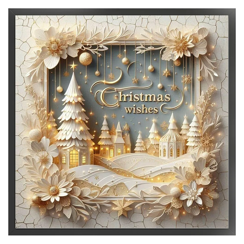 11CT Full Stamped Cross Stitch Kit - Christmas Scenery (40*40cm)