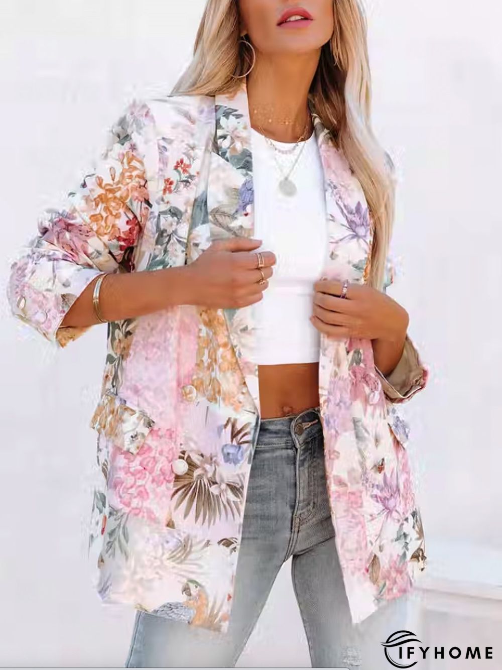 Casual Floral Autumn Natural Best Sell Long sleeve Regular H-Line Regular Blazer for Women | IFYHOME