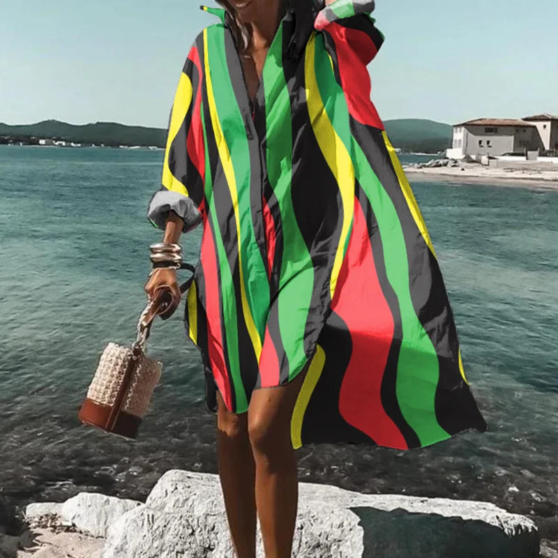 Black Pride Contrasting Stripes Midi Dress