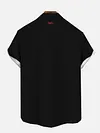 Black And White Contrasting Colors Stitching Mmusic Notes And Piano Keys Printing Men's Short Sleeve Shirt
