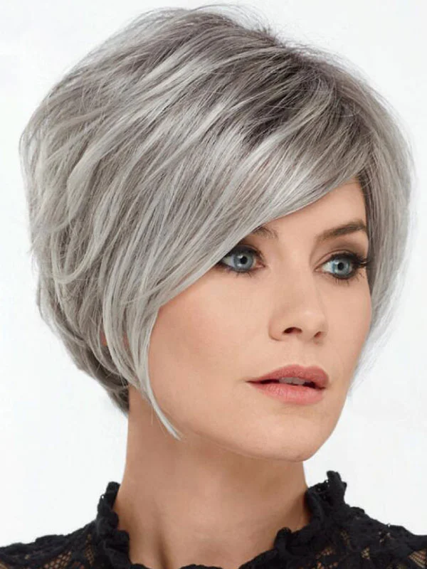 short and chic angled short wig