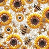 Sonnenblumen- und Bienen-DIY-Kunsthandwerk Perlen-Diamant-Gem&auml;lde mit Rahmen 9,84x9,84 Zoll Diamantkunst-Perlen-Malset f&uuml;r Erwachsene Anf&auml;nger-Geschen