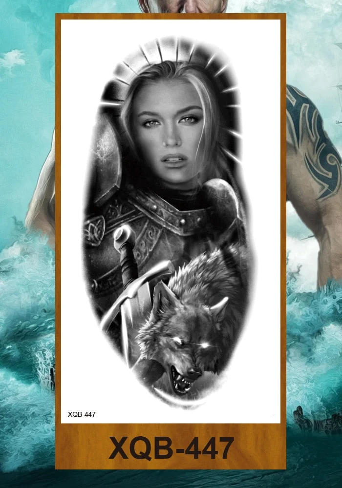 Temporary Tattoos Stickers Beauty & Snake Bear Owl Fox Mermaid Egypt Queen Sexy Men Women Girl Flower Arm Body Chest Fake Tatoo