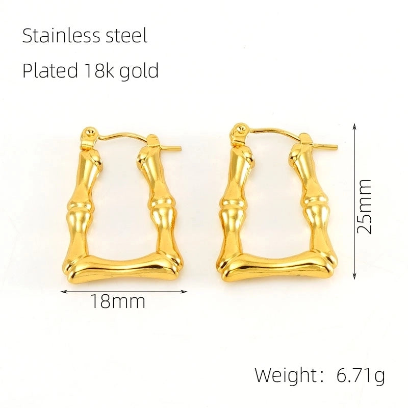 1 Pair Elegant Square Polishing Plating 304 Stainless Steel Titanium Steel 18K Gold Plated Earrings