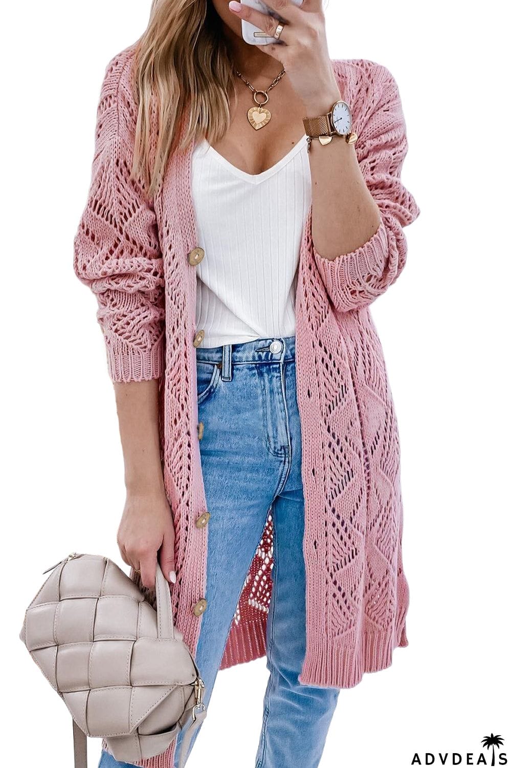 V-Neck Long Sleeve Cardigan