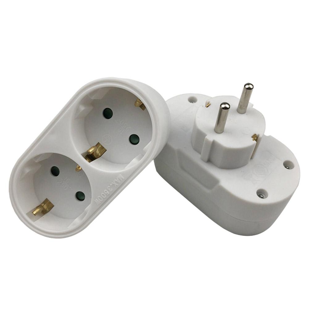 

Portable AC 250V 16A 3500W EU Plug 1 to 2 Socket Adapter Converter Outlet, 501 Original