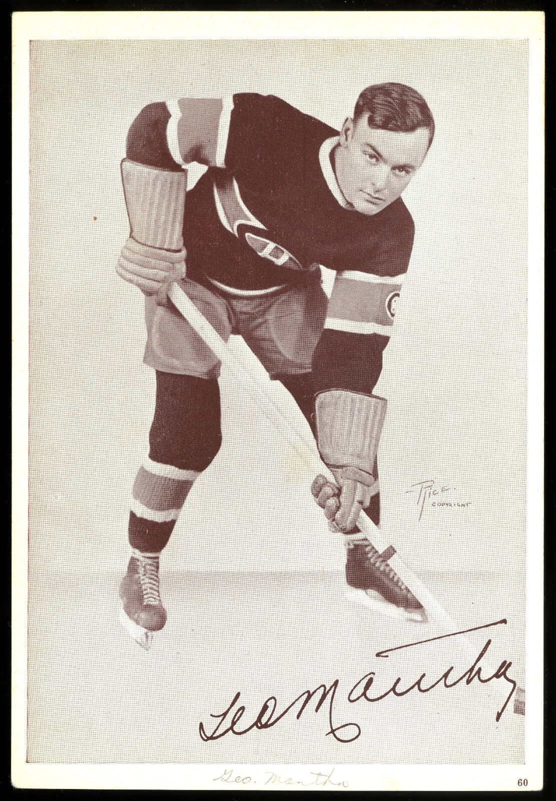 1935-40 STARCH CROWN BRAND 60 GEORGES MANTHA EX+ MONTREAL CANADIENS HOCKEY Photo Poster painting