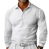 T-shirt da uomo a maniche lunghe con risvolto Waffle