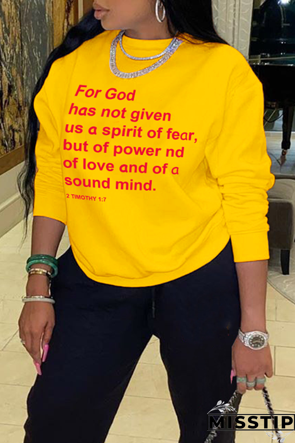 Blue Daily Print Letter O Neck Tops