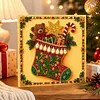 Xmas Socking Framed Special Shape Diamond Painting Kit 25x25cm