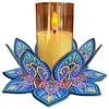 Mandala lotus acrylique DIY peinture en diamant porte-bougies sans bougies table de table de table pour d&eacute;butants adultes