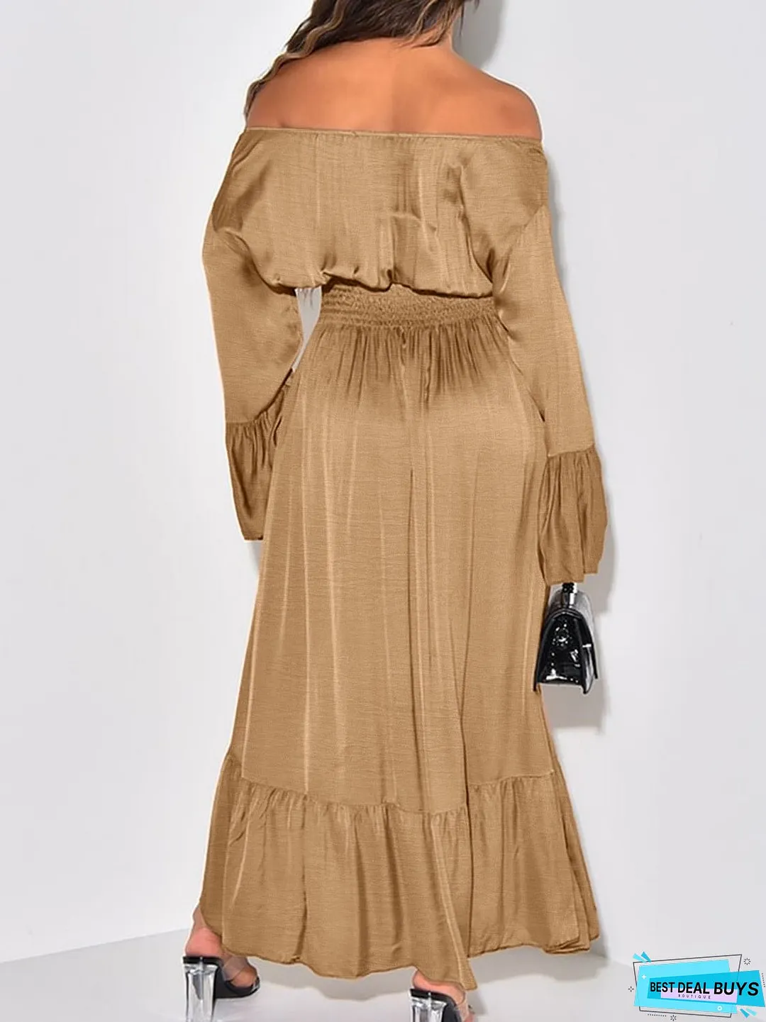 Smocked Flounce Sleeve Maxi Dress