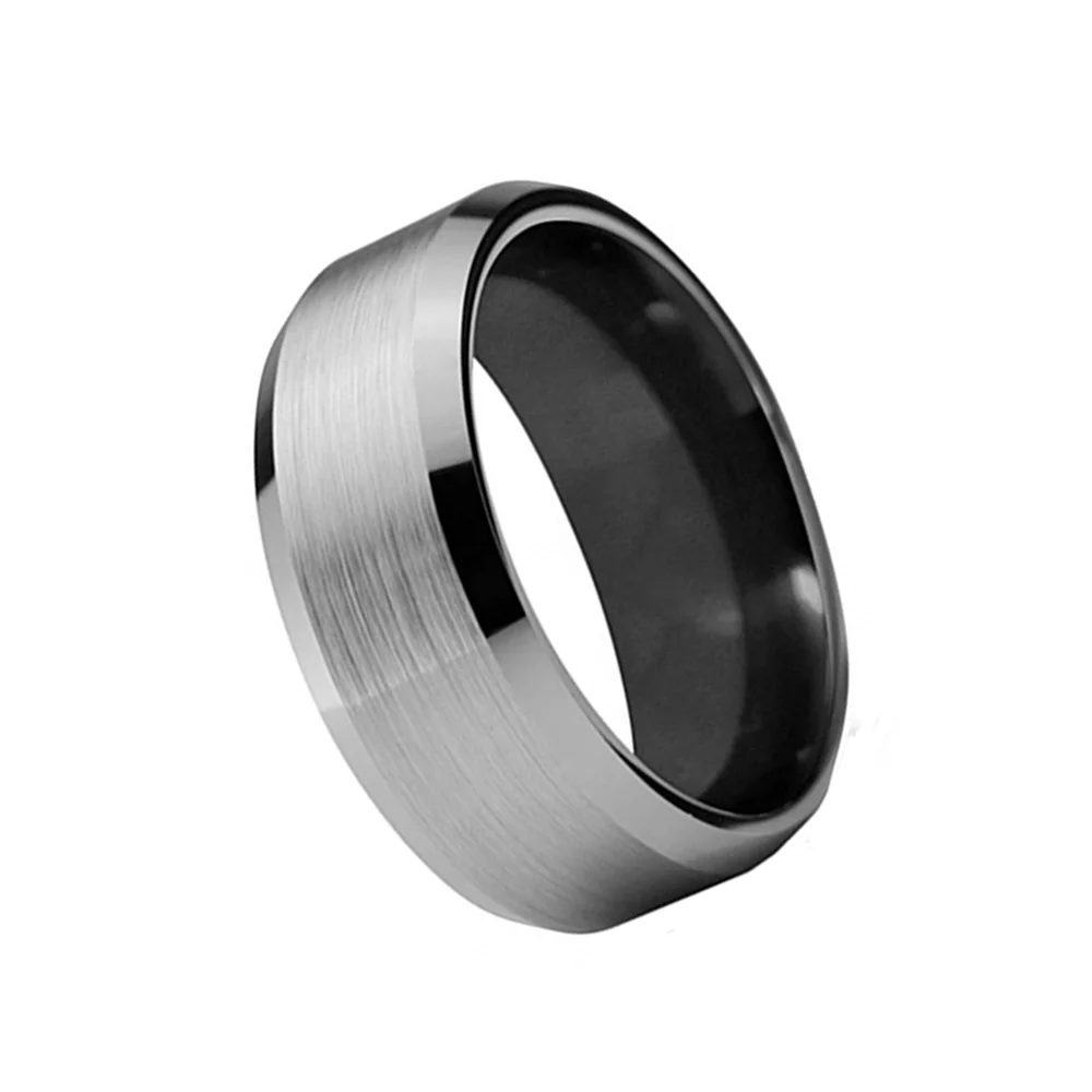 4MM 6MM 8MM 10MM Matte Brushed Men Tungsten Carbide Rings Beveled Edge Wedding