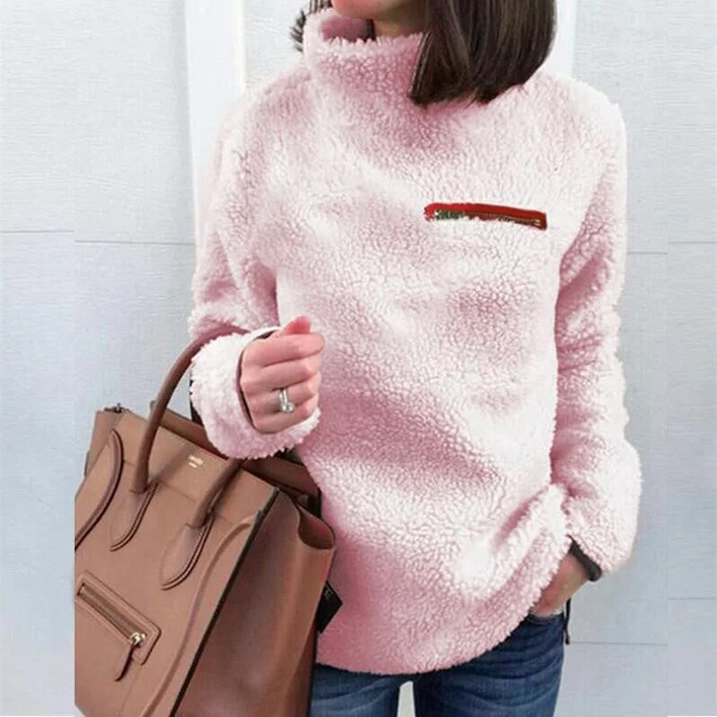Zingj Sweaters Pullover Women's Fashion Zipper Turtleneck Top