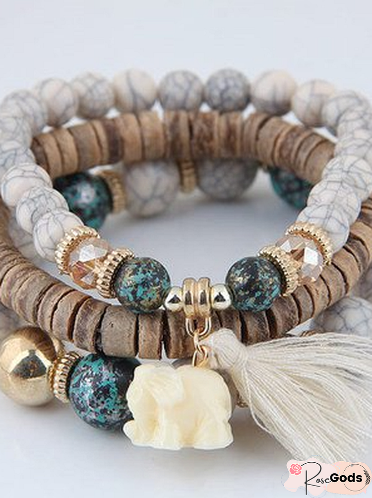 Ethnic Alloy Vintage Boho Beaded Tassel Bracelet