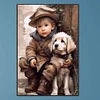 >SALE<5D DIY Full Square Drill Diamond Painting Boy and Dog Home Decor Art 20x30cm