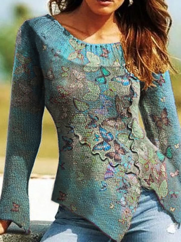 Casual vintage printed warm sweater
