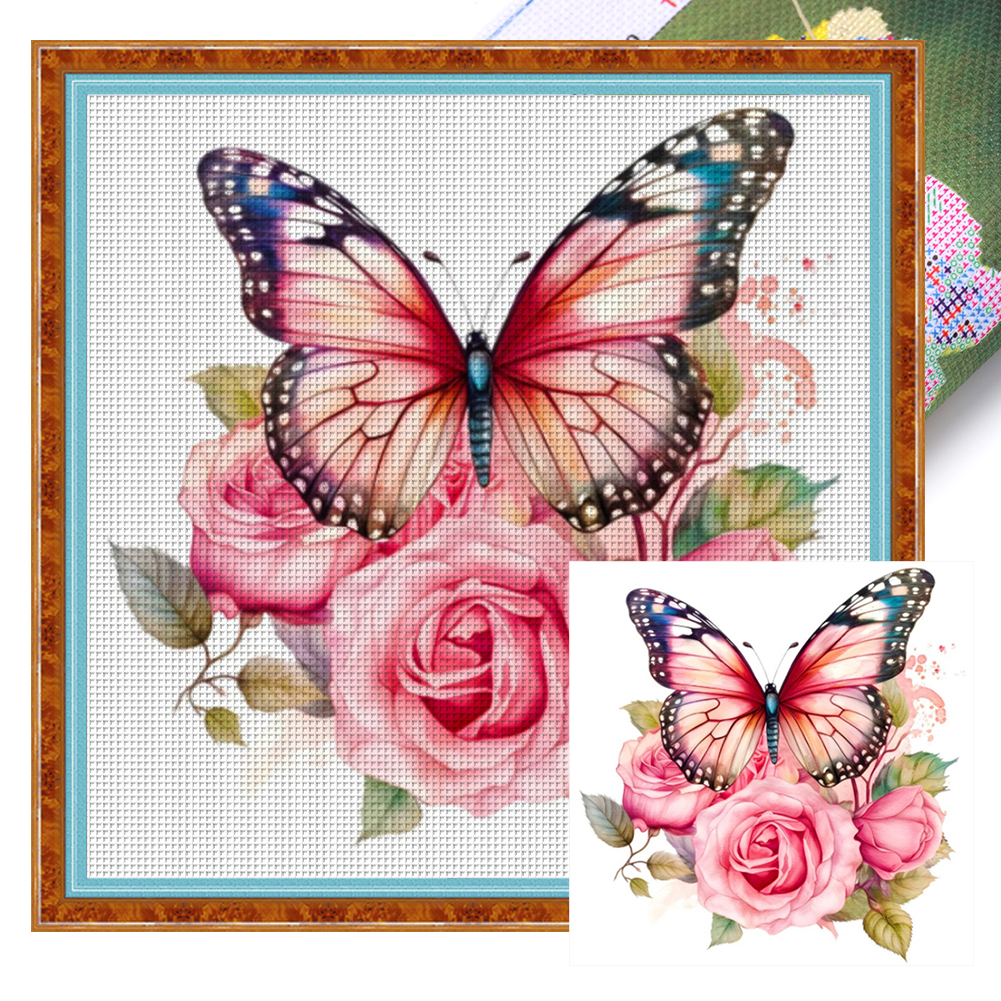 Butterfly Full 18CT Pre-stamped Canvas(20*20cm) Cross Stitch