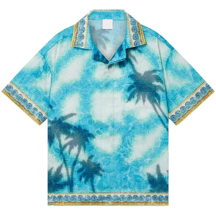 Simpfit Herren-Resort-Hemd mit abstraktem Kokosnuss-Ozean-Kunstdruck