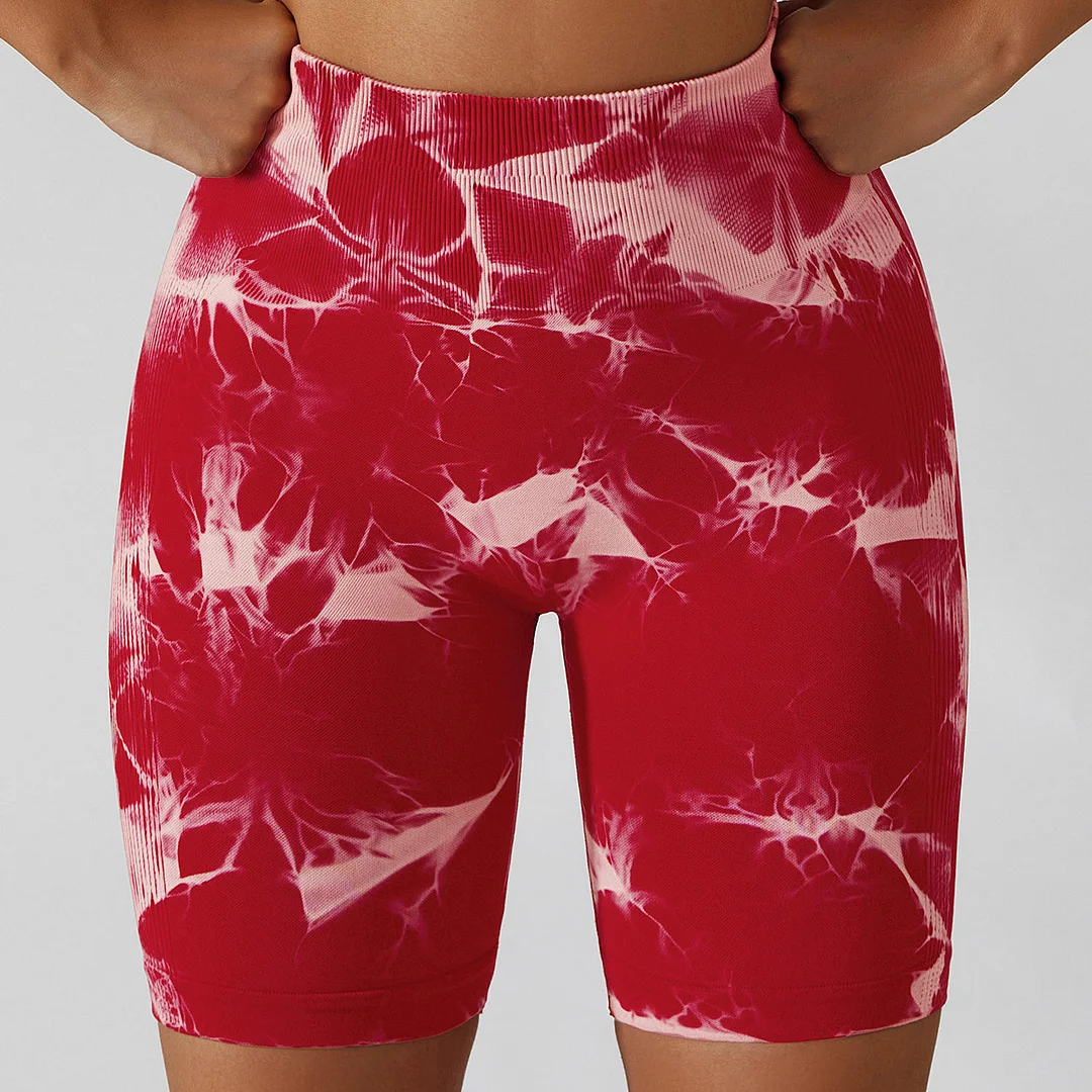Tie-Dye Sports Shorts High Waist Elastic Fitness Workout Scrunch Butt Yoga Leggings