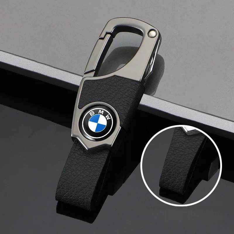 Car anti-theft pendant creative men's high-end keychain suitable for various car keys key leather chain ring
