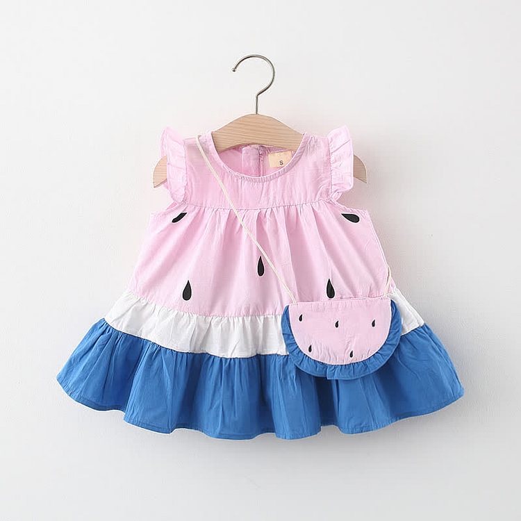 Baby Watermelon Sleeveless Dress with Bag